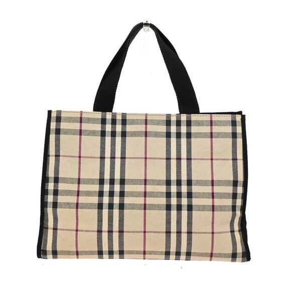 BURBERRY Logo Nova Check Hand Tote Bag Canvas Leather Beige Black 05KA814 - Picture 4 of 16